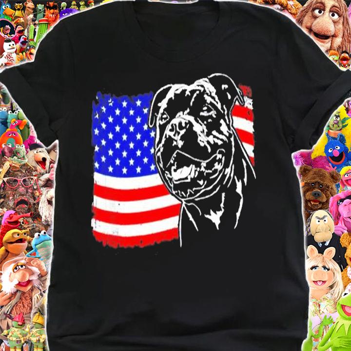 Proud Staffordshire Bull Terrier American Flag Patriotic Dog Zip T-Shirt t-shirt shirt