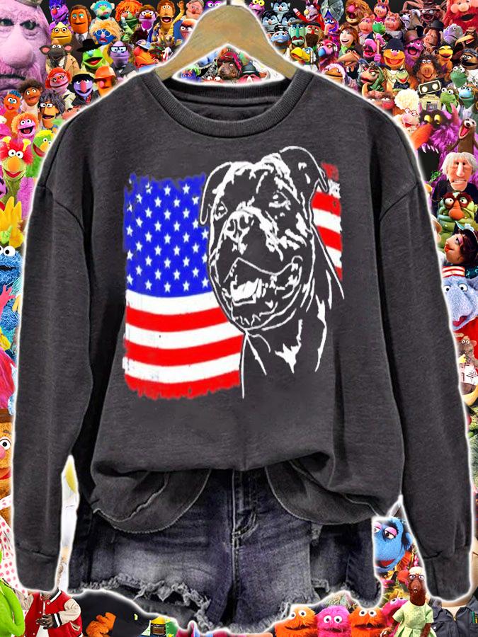 Proud Staffordshire Bull Terrier American Flag Patriotic Dog Zip T-Shirt t-shirt sweatshirt
