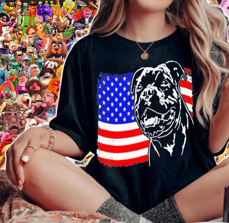 Proud Staffordshire Bull Terrier American Flag Patriotic Dog Zip T-Shirt t-shirt woman shirt