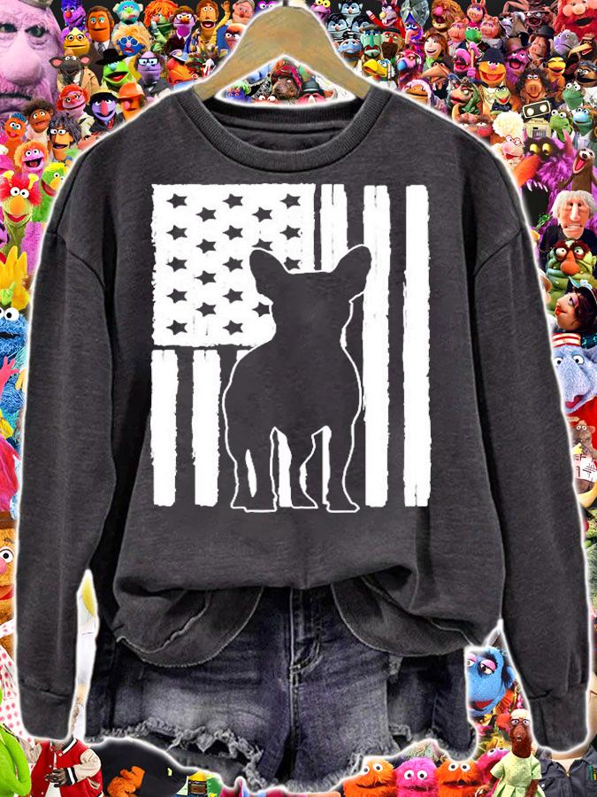 Usa American Flag French Bulldog Dog Lover Theme Design T-Shirt t-shirt sweatshirt
