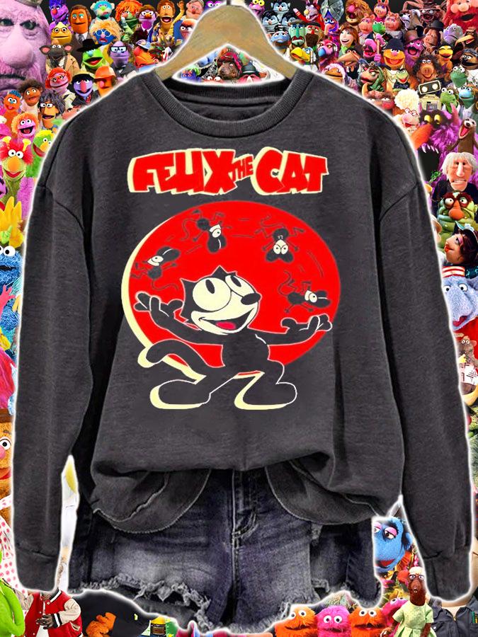Juggling Mice Felix Cat Cartoon Red Old School Retro Style T-Shirt t-shirt sweatshirt
