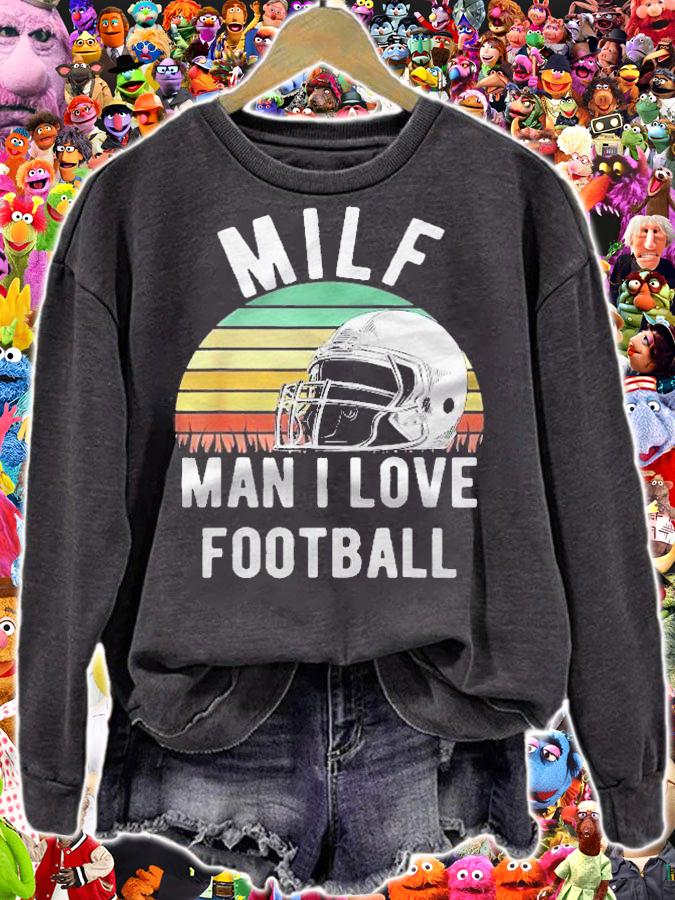 Milf Man I Love Football Fan Funny Rude Adult Humor Retro Shirt t-shirt