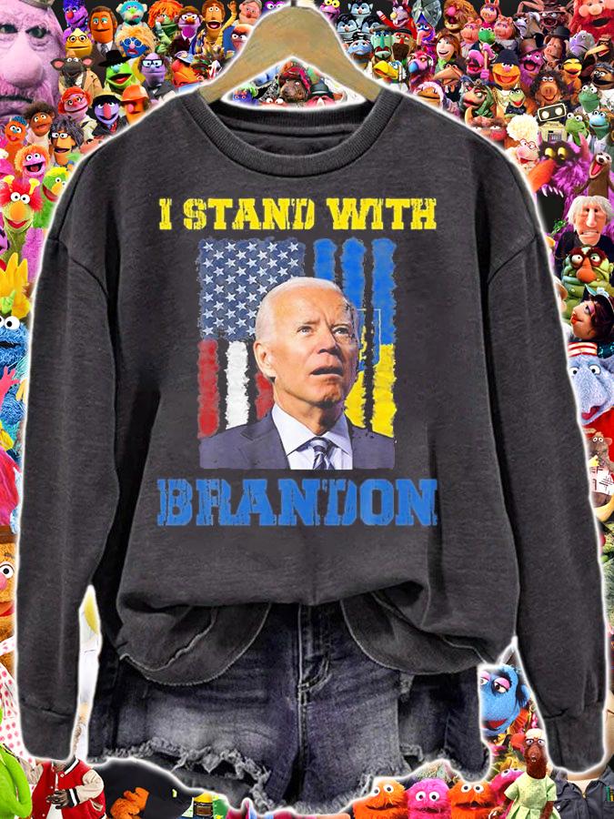 I Stand With Brandon Confused Biden I Stand With Ukraine USA Flag Vintage T-Shirt t-shirt sweatshirt