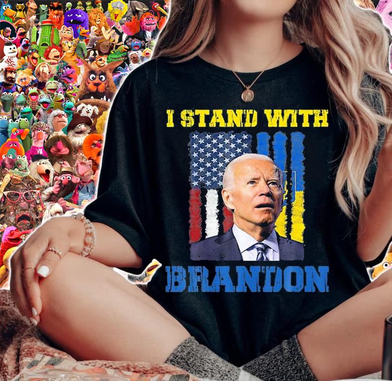 I Stand With Brandon Confused Biden I Stand With Ukraine USA Flag Vintage T-Shirt t-shirt woman shirt