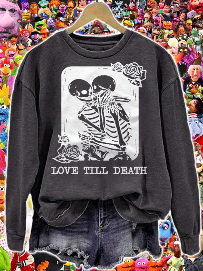 Love Till Death Kissing Skeleton Halloween Shirt t-shirt sweatshirt