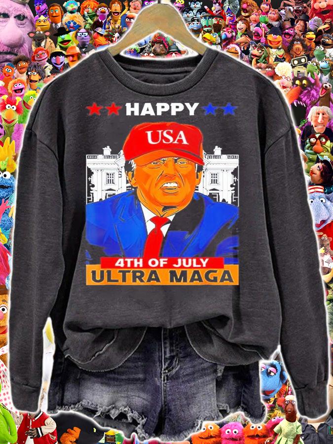 Ultra Maga Trump, Happy 4th of July American Flag T-Shirt t-shirt sweatshirt