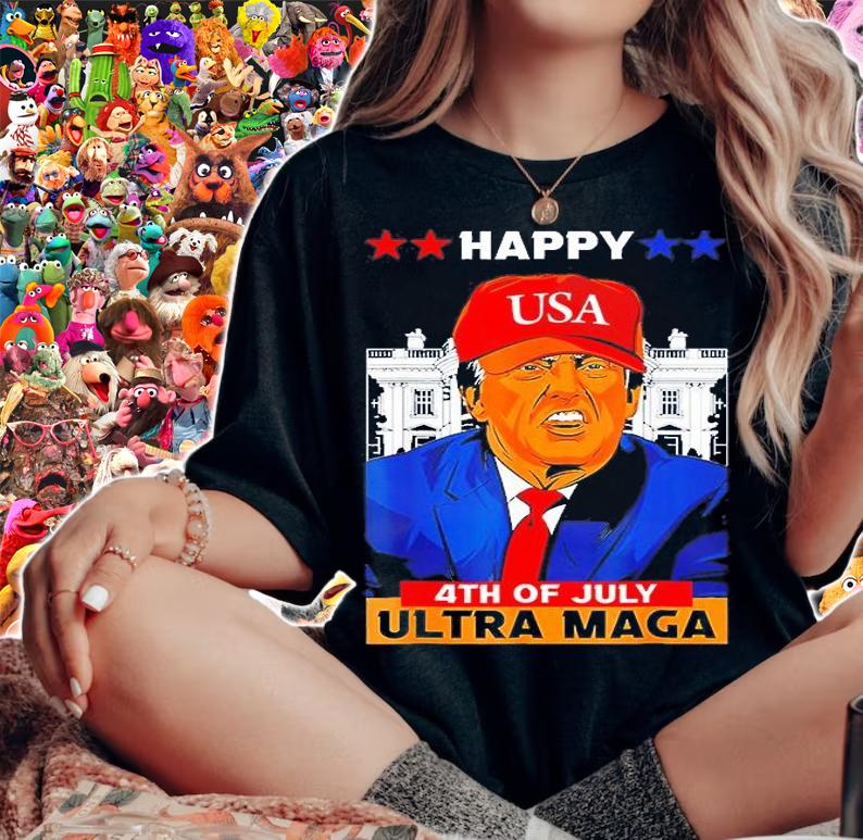 Ultra Maga Trump, Happy 4th of July American Flag T-Shirt t-shirt woman shirt
