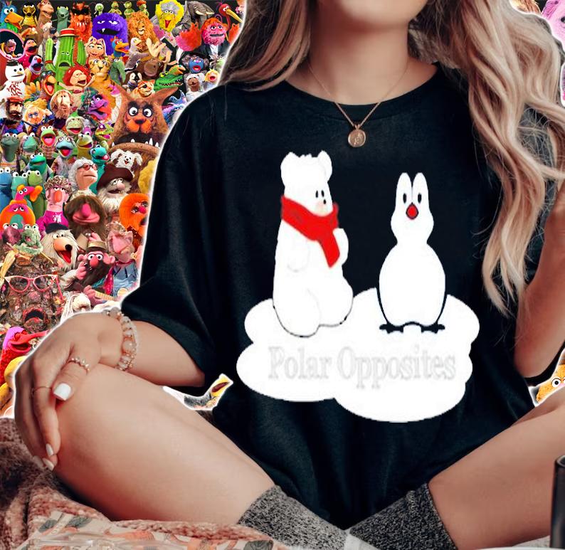 Polar Opposites  Penguin And Polar Bear T-Shirt t-shirt woman shirt