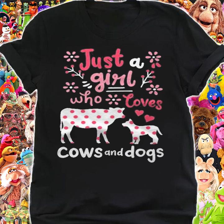 Kids Cow Dog Just A Girl Cows And Dogs Gift Shirt t-shirt