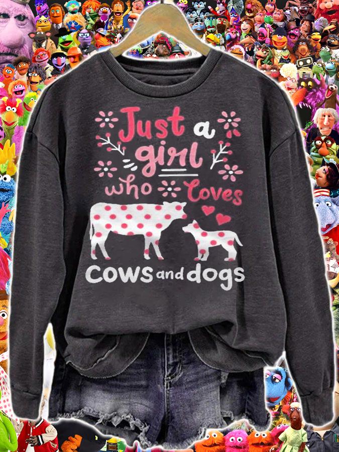 Kids Cow Dog Just A Girl Cows And Dogs Gift Shirt t-shirt