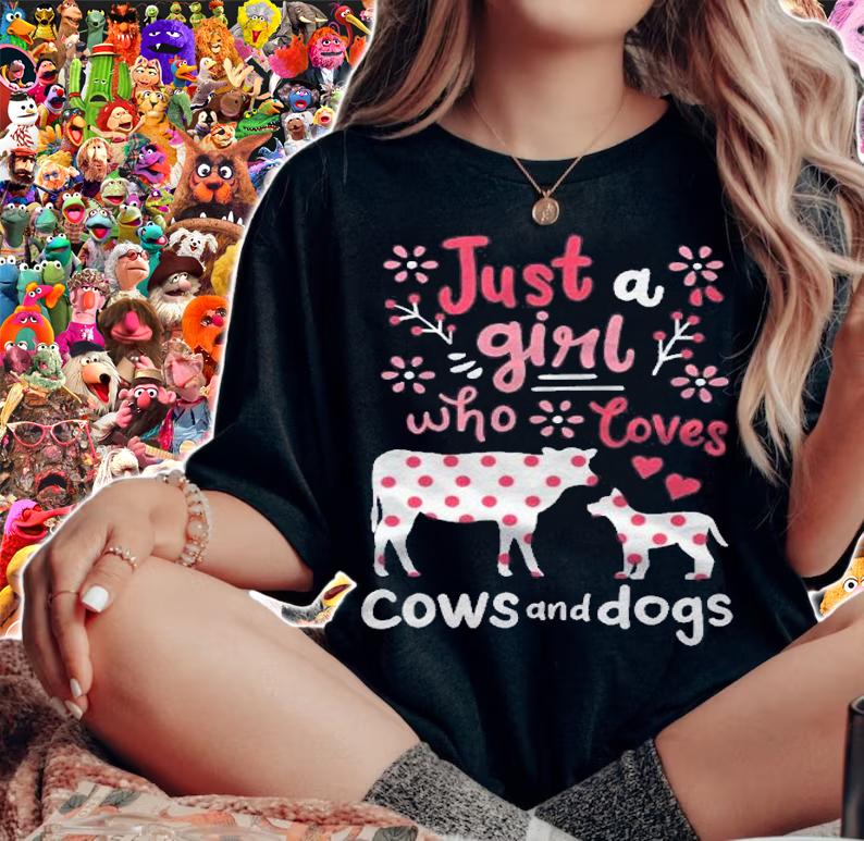 Kids Cow Dog Just A Girl Cows And Dogs Gift Shirt t-shirt