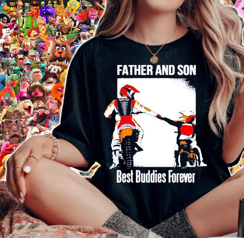 Father And Son Best Buddies Forever Fist Bump Dirt Bike T-Shirt t-shirt