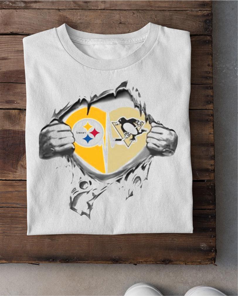 Blood Inside Me Pittsburgh Steelers And Pittsburgh Penguins t-shirt shirt