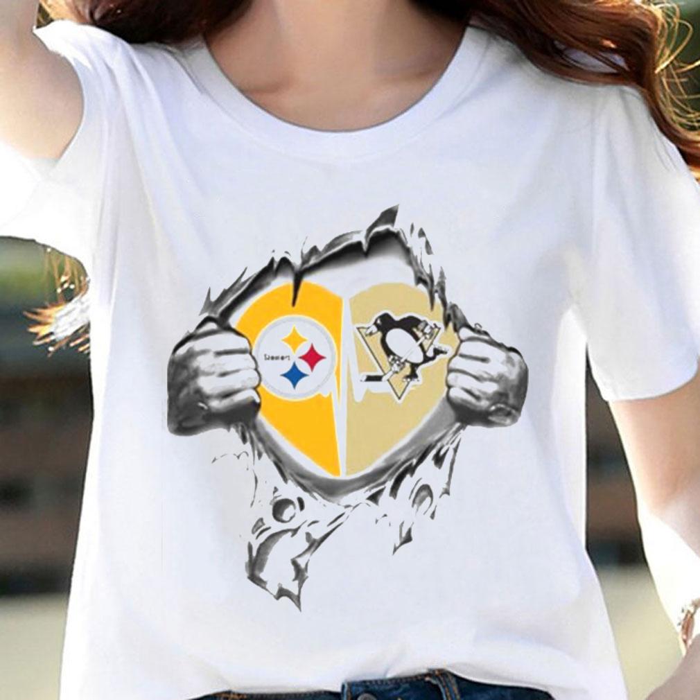 Blood Inside Me Pittsburgh Steelers And Pittsburgh Penguins t-shirt woman shirt