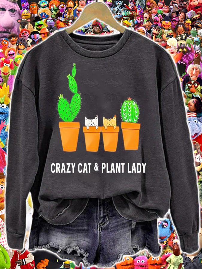 Catcus Cat Crazy Cat And Plant Lady Shirt sweatshirt