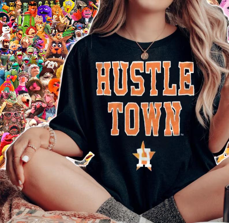 Hustle town Houston Astros team logo T-shirt