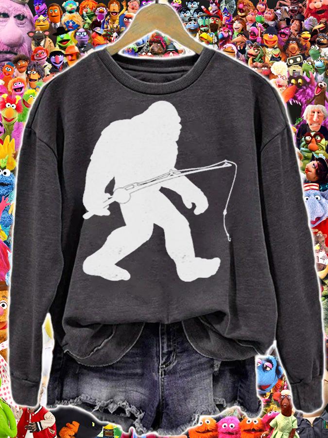 Fishing Bigfoot Funny Fisherman Gift Men Youth Boys T-Shirt