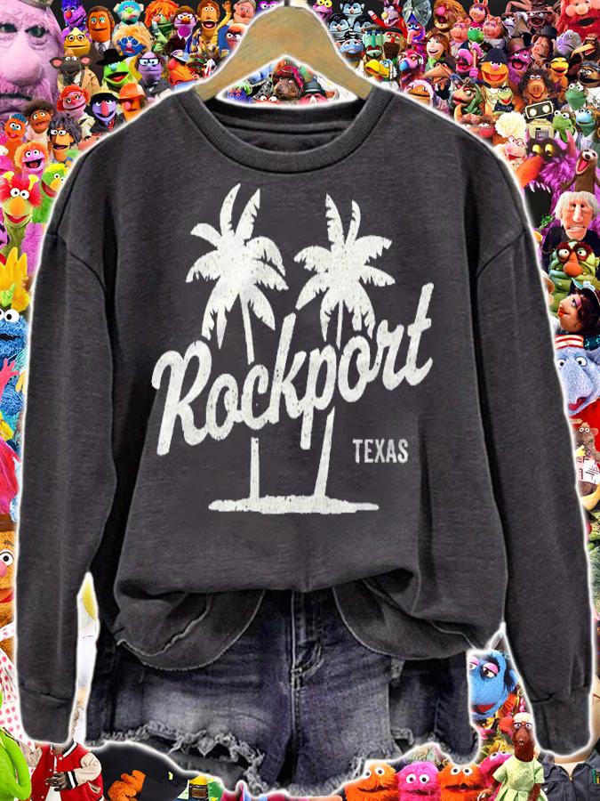 Rockport Texas Vintage 70S Palm Trees Graphic Shirt sweatshirt