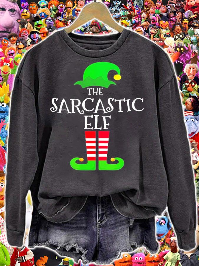 The Sarcastic Elf Matching Family Group Christmas Party Pajama Shirt
