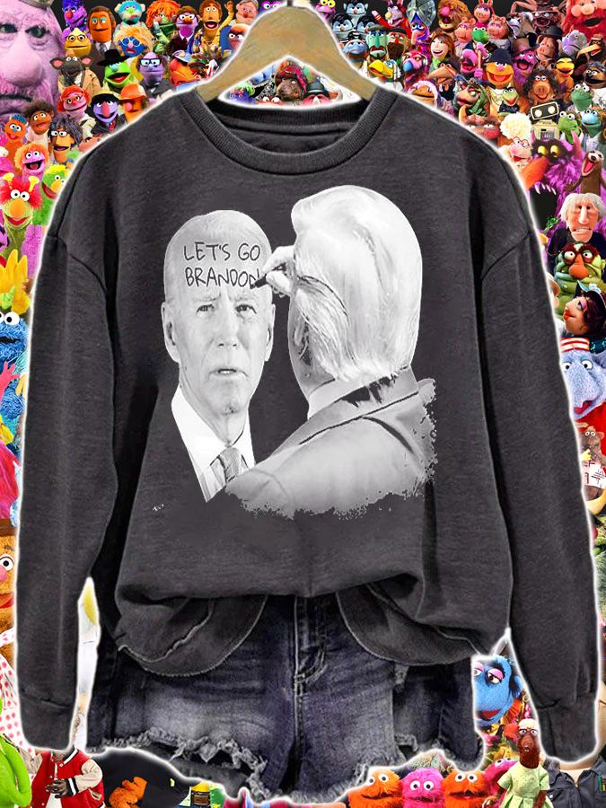 Let's Go Brandon Trump Writes On Biden's Forehead T-Shirt sweatshirt