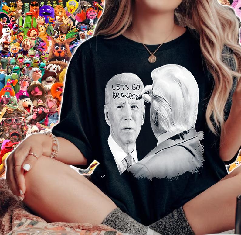 Let's Go Brandon Trump Writes On Biden's Forehead T-Shirt woman shirt