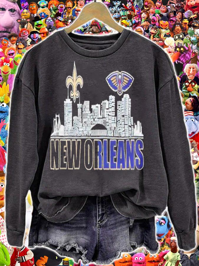 New New Orleans Saints and New Orleans Pelicans city logo shirt sweatshirt