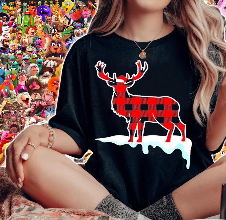 Red Plaid Deer Christmas Pajamas Xmas Decorations Gift Women T-Shirt woman shirt