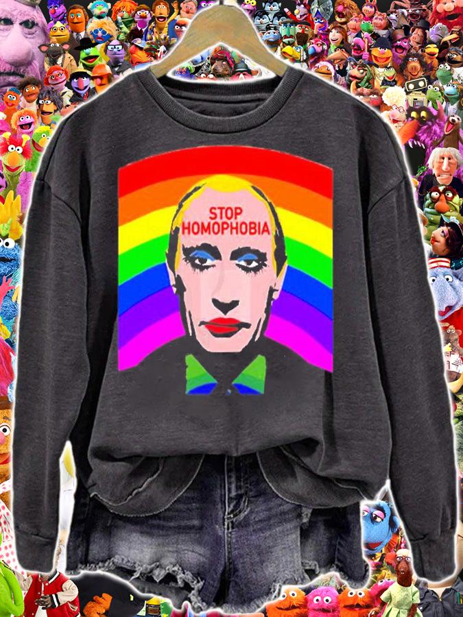 Stop Homophobia Putin Protest Graphic Gay Pride T-Shirt