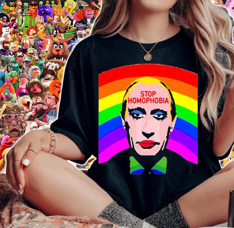 Stop Homophobia Putin Protest Graphic Gay Pride T-Shirt