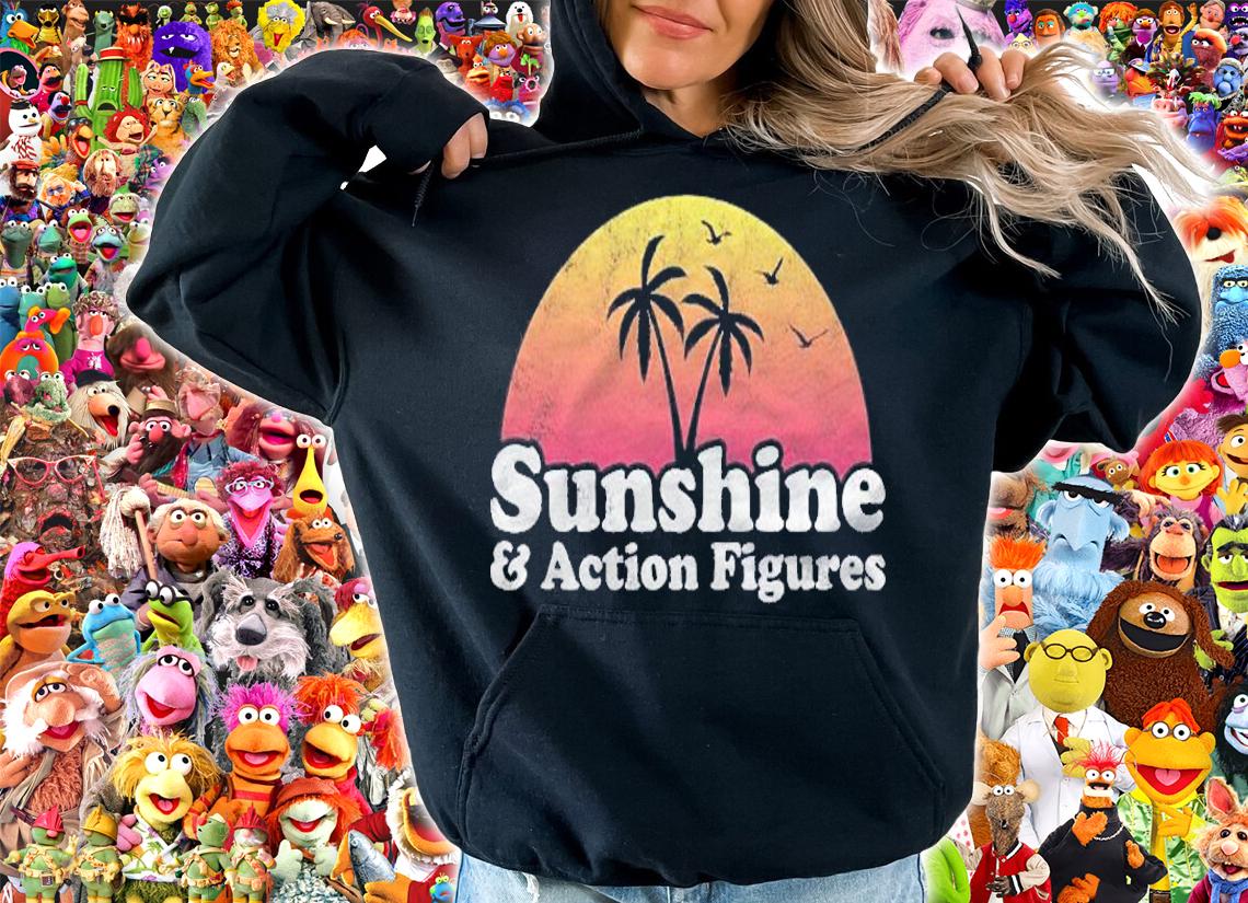 Sunshine And Action Figures Summer Vacation Retro Palm Trees Shirt