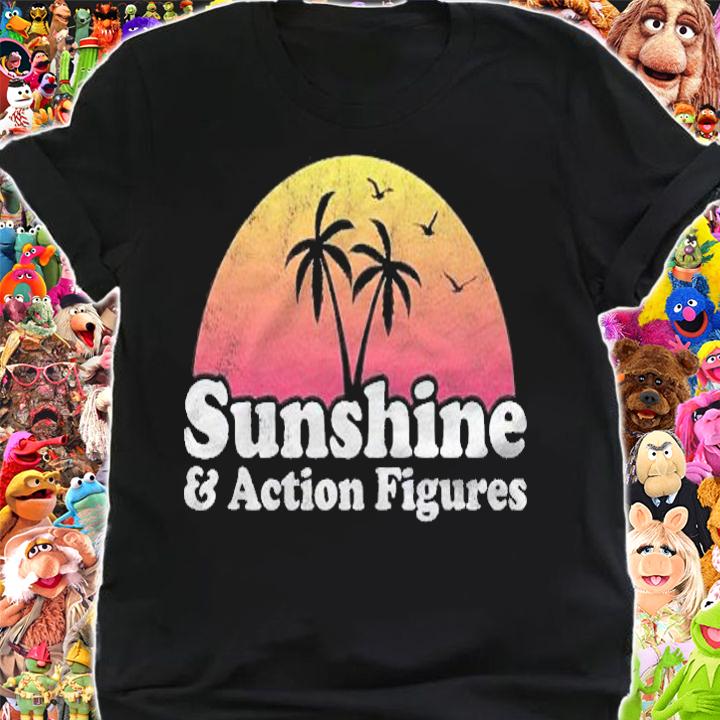 Sunshine And Action Figures Summer Vacation Retro Palm Trees Shirt