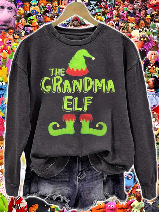 Womens The Grandma Elf Matching Group Christmas Costume Shirt