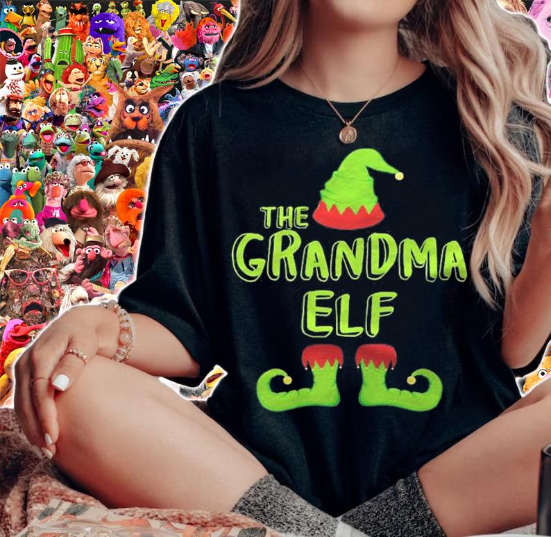 Womens The Grandma Elf Matching Group Christmas Costume Shirt