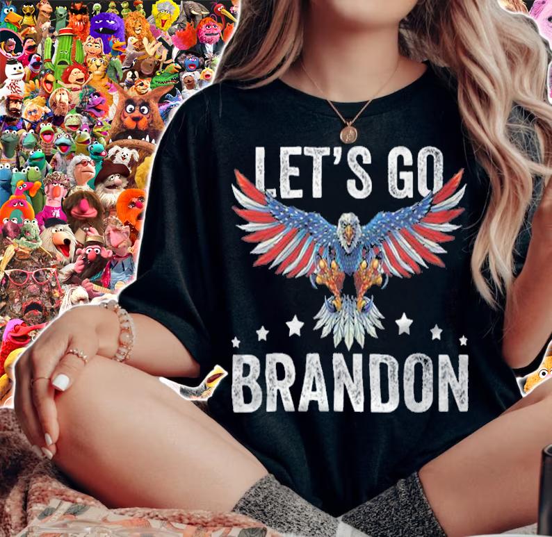 Official let's Go Brandon USA Eagle Flag Joe 46 Chant Retro T-Shirt woman shirt