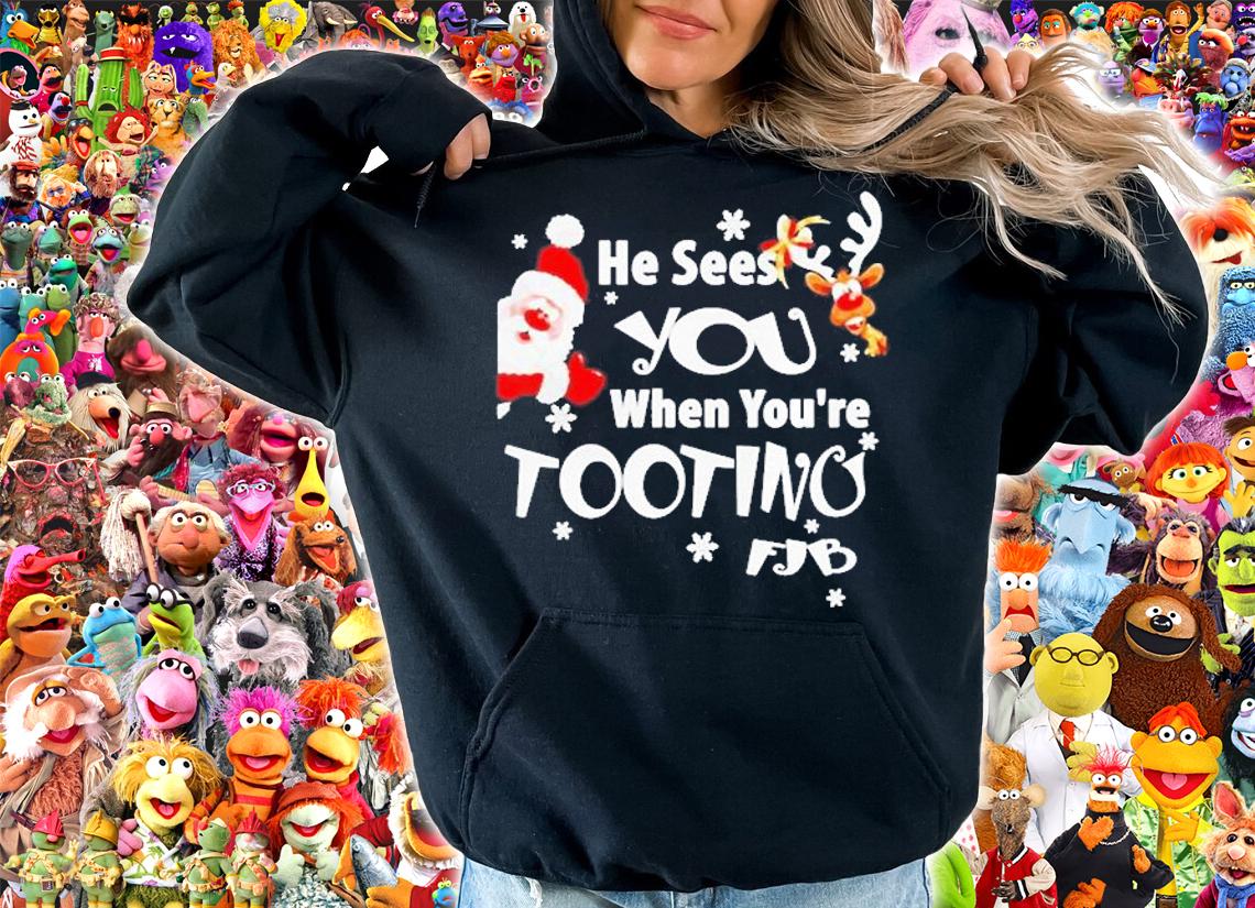 Santa Claus And Reindeer He Sees You When Youre Tooting Fjb Shirt hoodie