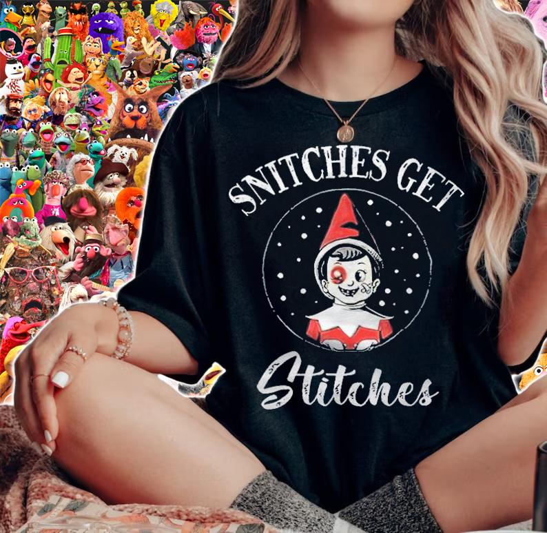 Snitches get stitches Elf Christmas T-shirt woman shirt