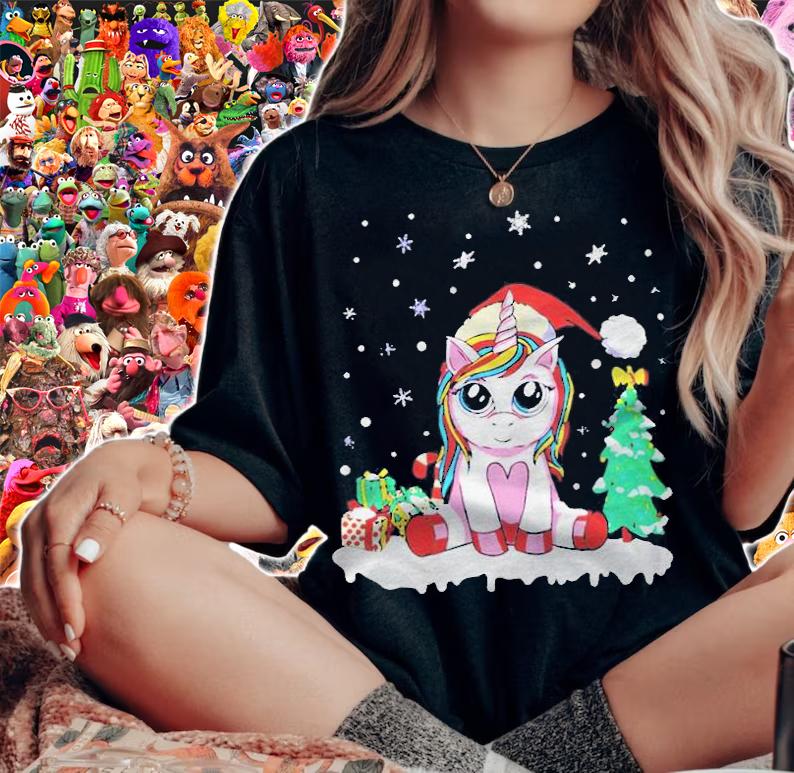 Unicorn Santa Xmas T-shirt woman shirt