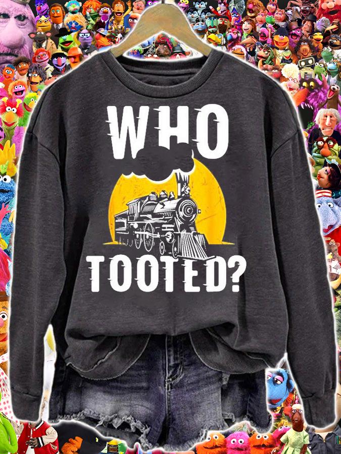 Who Tooted Funny Train Lover Cute Model Railroad Conductor T-Shirt sweatshirt