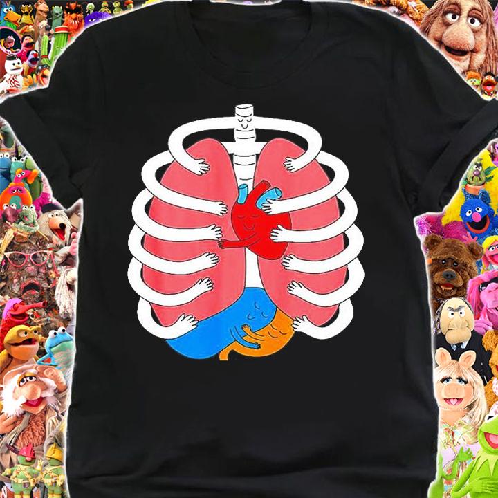 Hugging Anatomy Costume Funny Skeleton Organ Hug T-Shirt