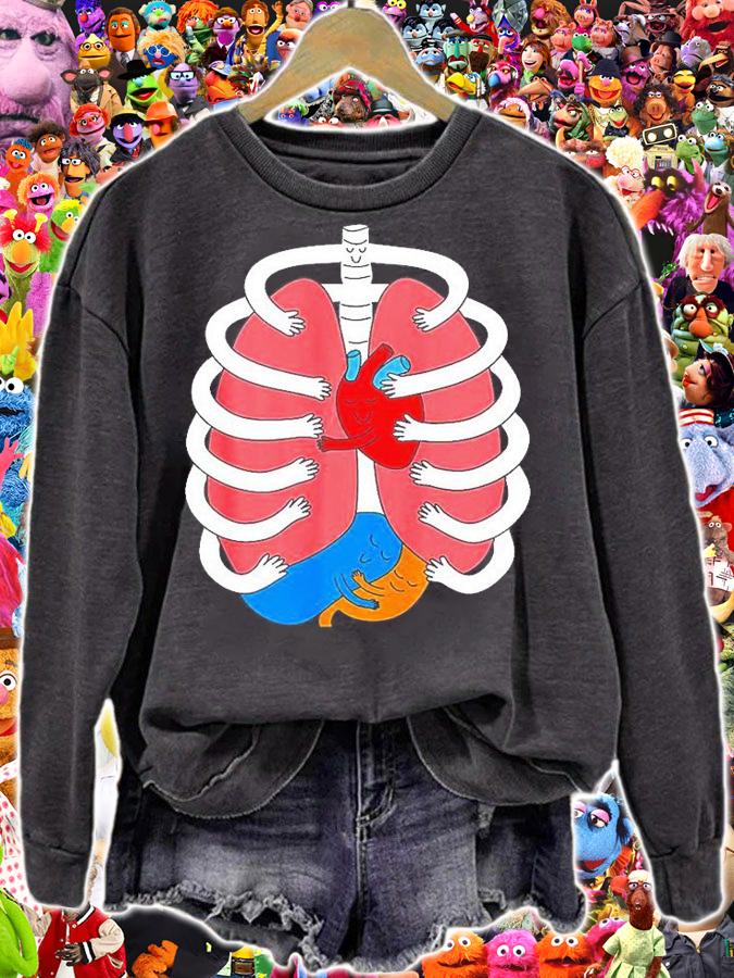 Hugging Anatomy Costume Funny Skeleton Organ Hug T-Shirt