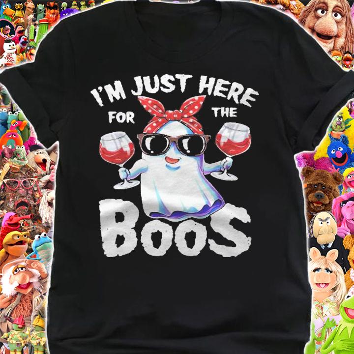 Im Just Here For The Boos Halloween Women Ghost Cute Funny Shirt