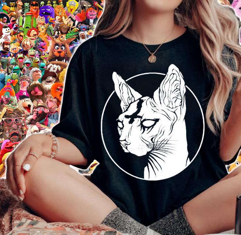 Occult Black-Metal Sphynx Cat I Goth And Death-Metal Graphic T-Shirt woman shirt