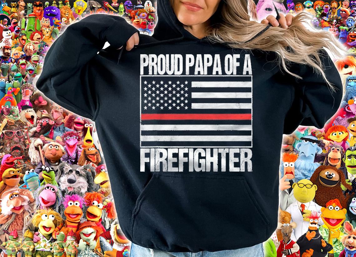 Red Line Flag Shirt Proud Papa Of A Firefighter Fireman Shirt hoodie