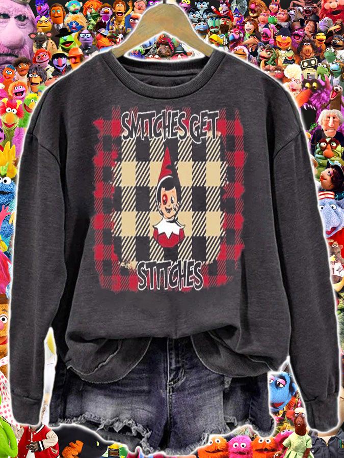 Snitches Get Stitches Christmas Elf T-Shirt