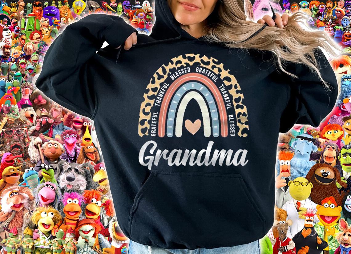Thankful Grateful Blessed Grandma Thanksgiving Rainbow Shirt hoodie