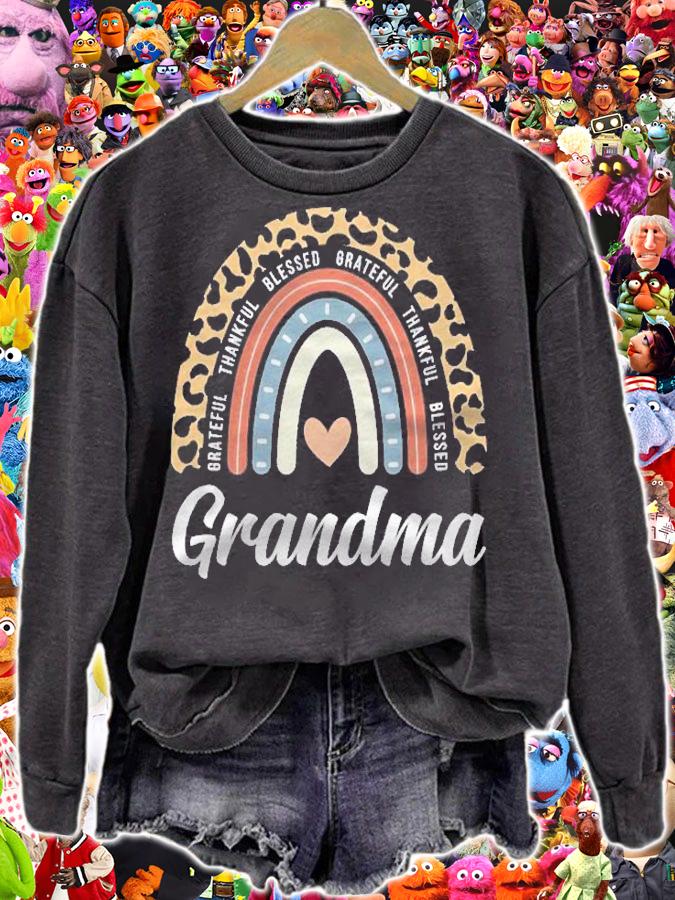 Thankful Grateful Blessed Grandma Thanksgiving Rainbow Shirt sweatshirt