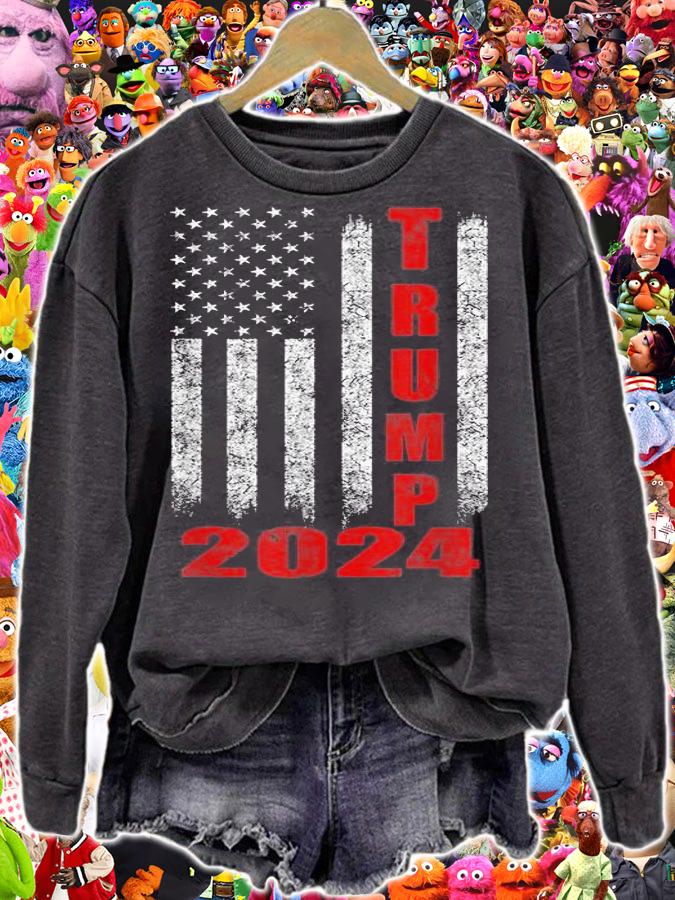 Trump 2024 USA Flag Support Vintage T-Shirt