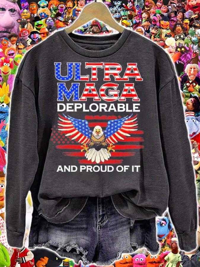 Eagle Ultra Maga Deplorable And Proud Of It American Flag Shirt sweatshirt
