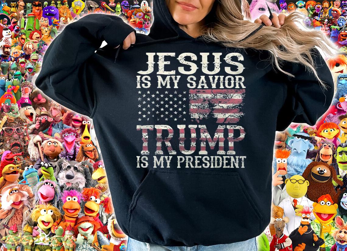 F Joe Biden funny American Jesus Is My Savior Trump Is My President USA Flag Retro T-Shirt hoodie