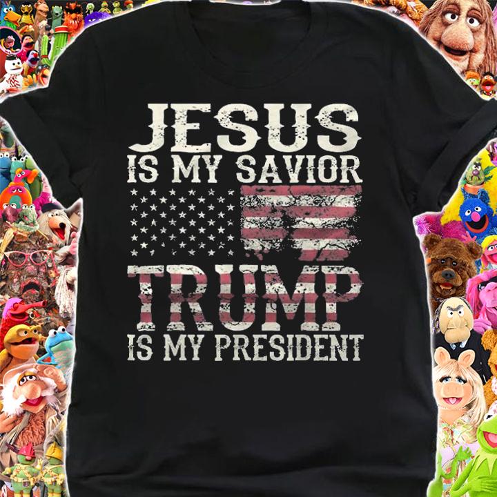 F Joe Biden funny American Jesus Is My Savior Trump Is My President USA Flag Retro T-Shirt shirt